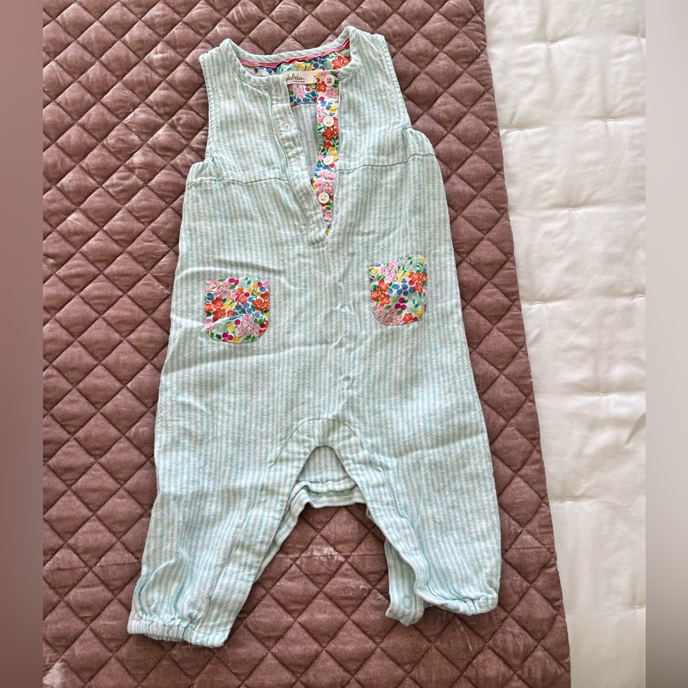 Baby Boden Striped Overalls